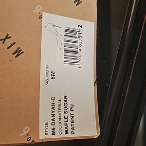 Maple Sugar (nude) patent pump size 8M